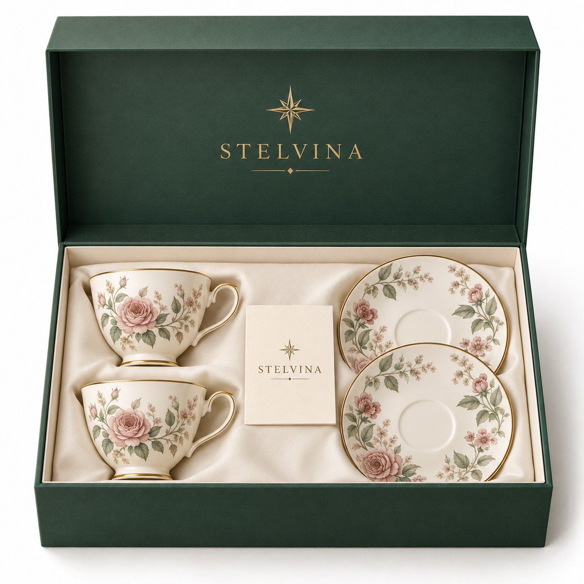 STELVINA signature tea gift box on a clean white background