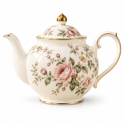 Beatrice fine bone china floral teapot on a clean white background
