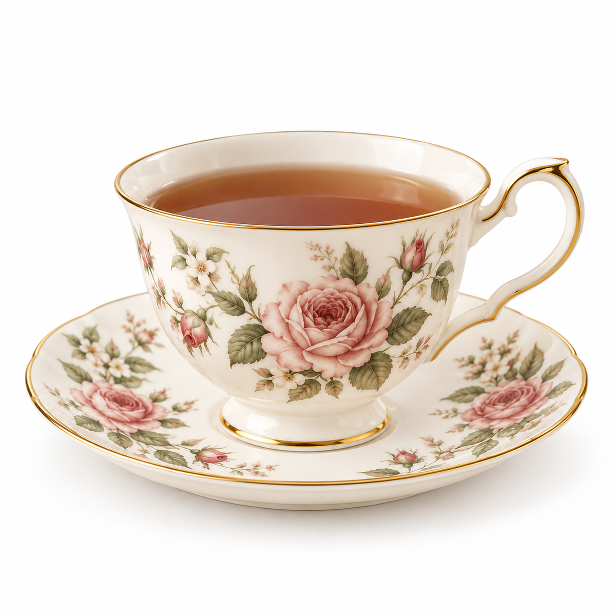 Charlotte Rose teacup and saucer on a clean white background
