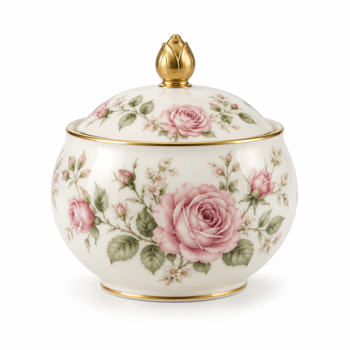 Charlotte floral sugar bowl on a clean white background